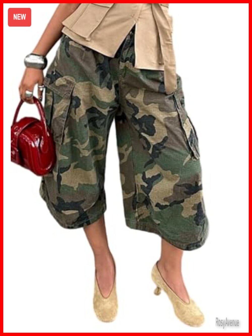 Baggy Cargo Jeans Camo Wide Leg Harem Cropped Denim Pants Plus Size